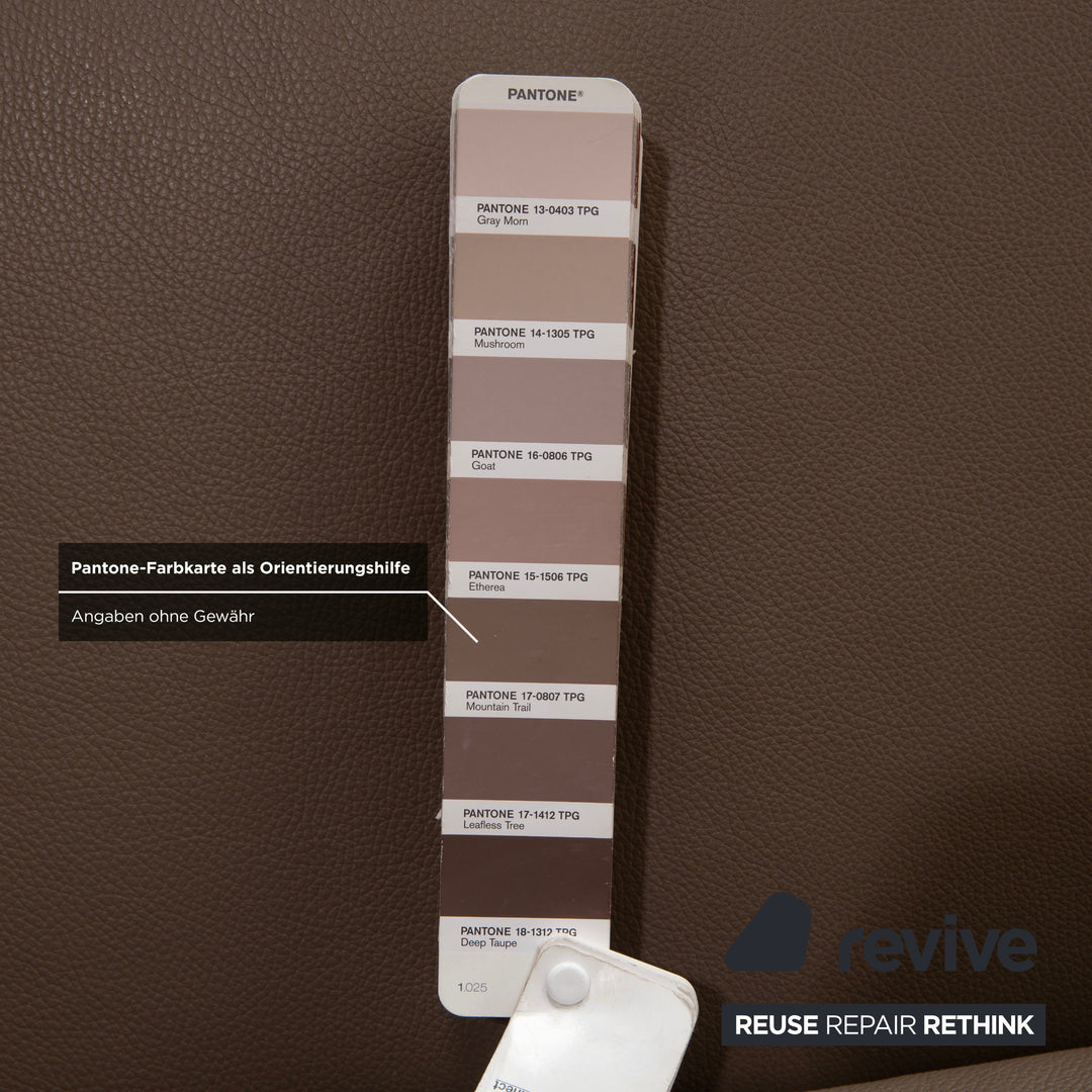 Polinova Leder Ecksofa Grau Braun Grau Taupe Couch elektrische Funktion Recamiere Rechts inkl. Kopfstützen