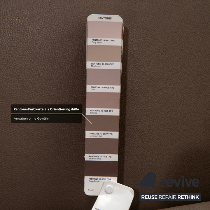 Polinova Leder Ecksofa Grau Braun Grau Taupe Couch elektrische Funktion Recamiere Rechts inkl. Kopfstützen