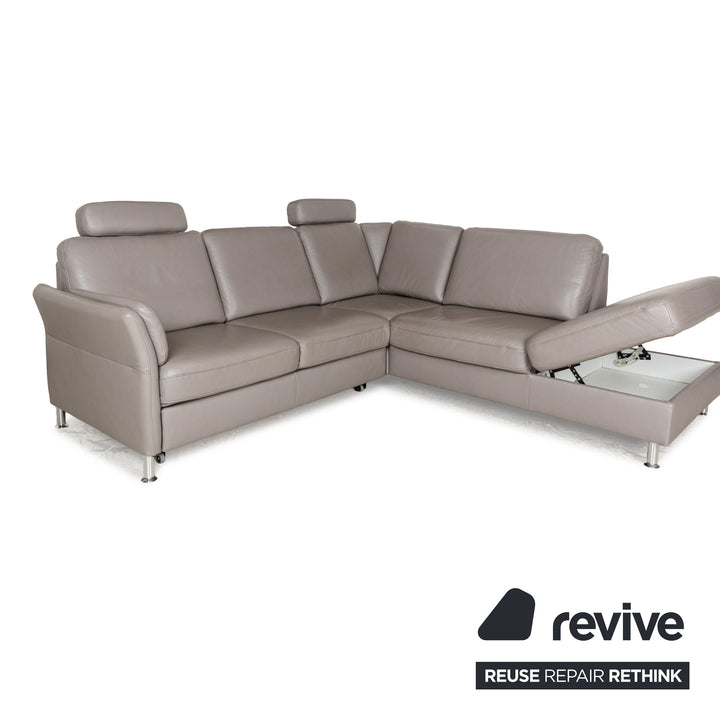Polipol Polinova Leather Corner Sofa Grey Manual Function Sofa Couch