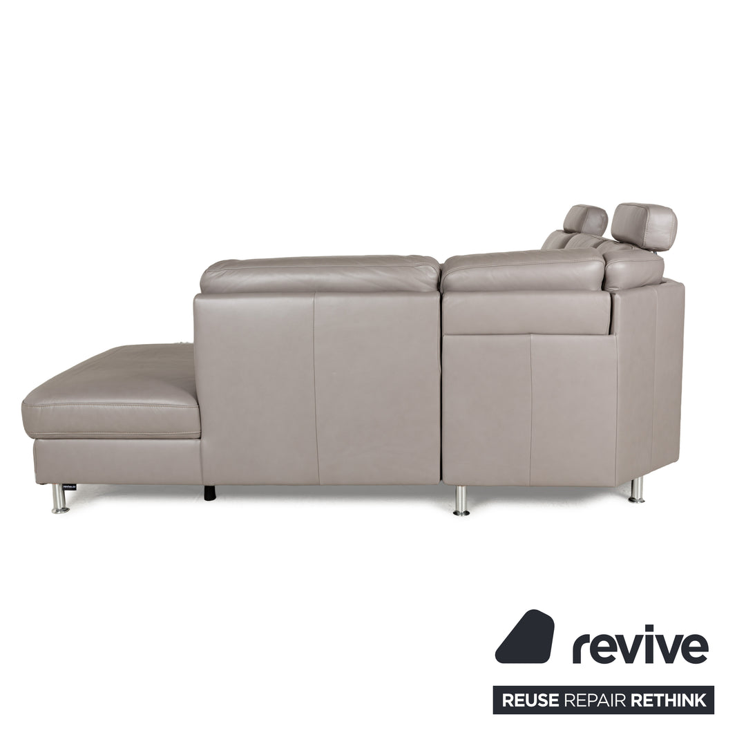 Polipol Polinova Leder Ecksofa Grau manuelle Schlaffunktion mit Bettkasten Sofa Couch Schlafsofa