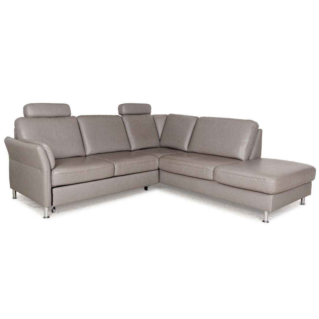 Polipol Polinova Leather Corner Sofa Grey Manual Function Sofa Couch