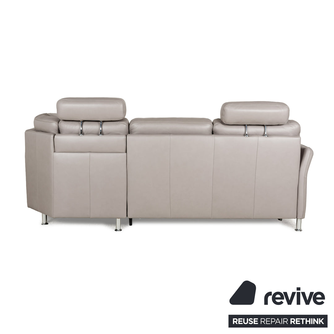 Polipol Polinova Leather Corner Sofa Grey Manual Function Sofa Couch