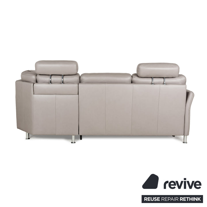 Polipol Polinova Leather Corner Sofa Grey Manual Function Sofa Couch