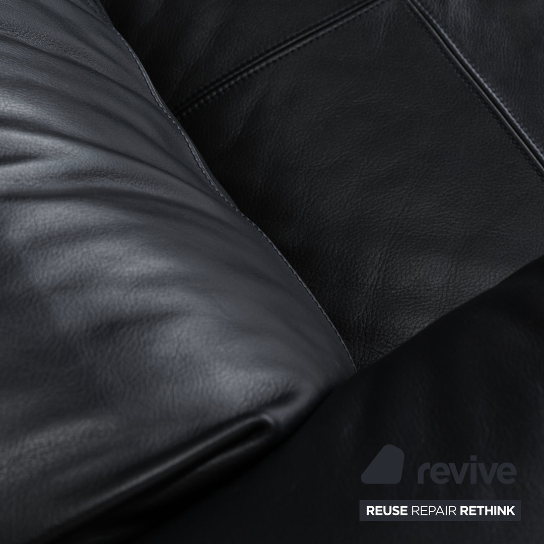 Poltrona Frau Bosforo Designer by Sezgin Aksu und Silvia Suardi #7443 Dreisitzer Couch Echtleder Blau Schwarz