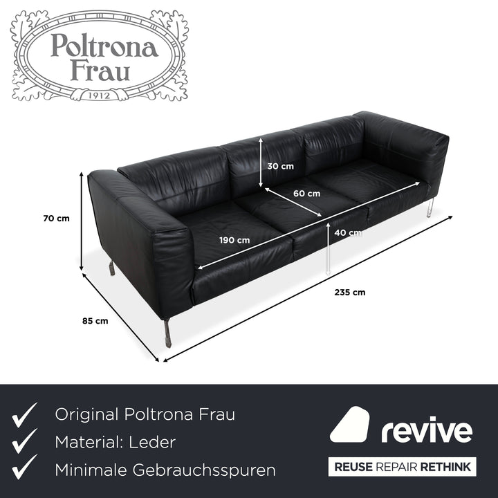 Poltrona Frau Bosforo Designer by Sezgin Aksu und Silvia Suardi #7443 Dreisitzer Couch Echtleder Blau Schwarz