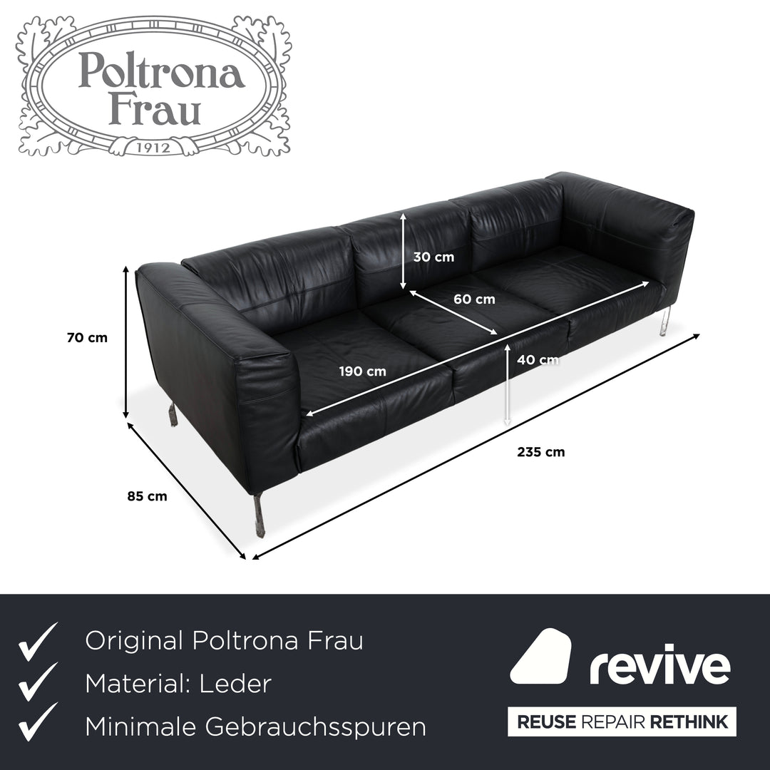 Poltrona Frau Bosforo Designer by Sezgin Aksu und Silvia Suardi #7443 Dreisitzer Couch Echtleder Blau Schwarz