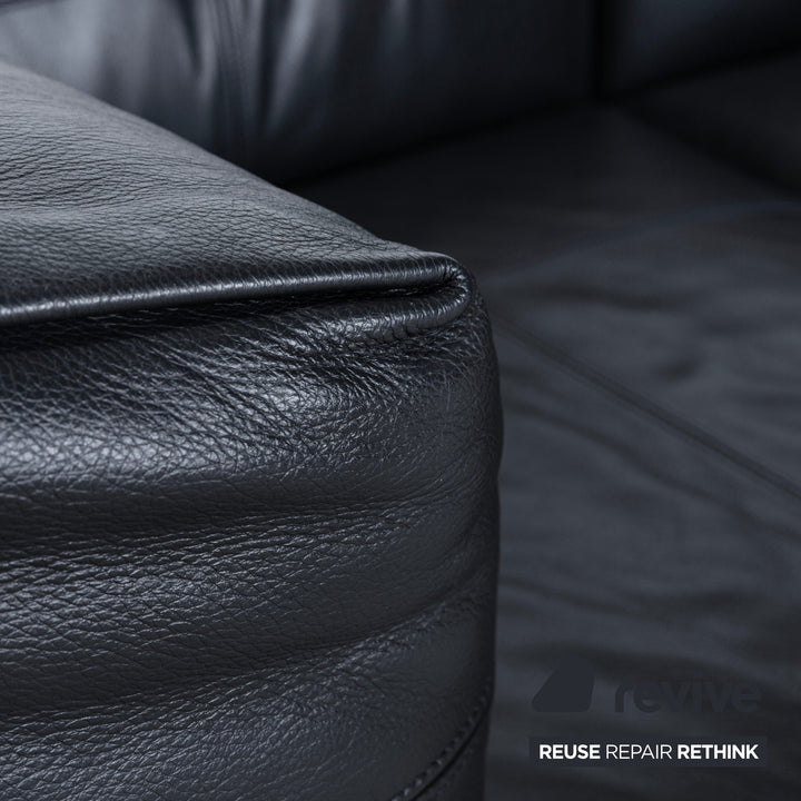 Poltrona Frau Bosforo Designer by Sezgin Aksu und Silvia Suardi #7443 Dreisitzer Couch Echtleder Blau Schwarz