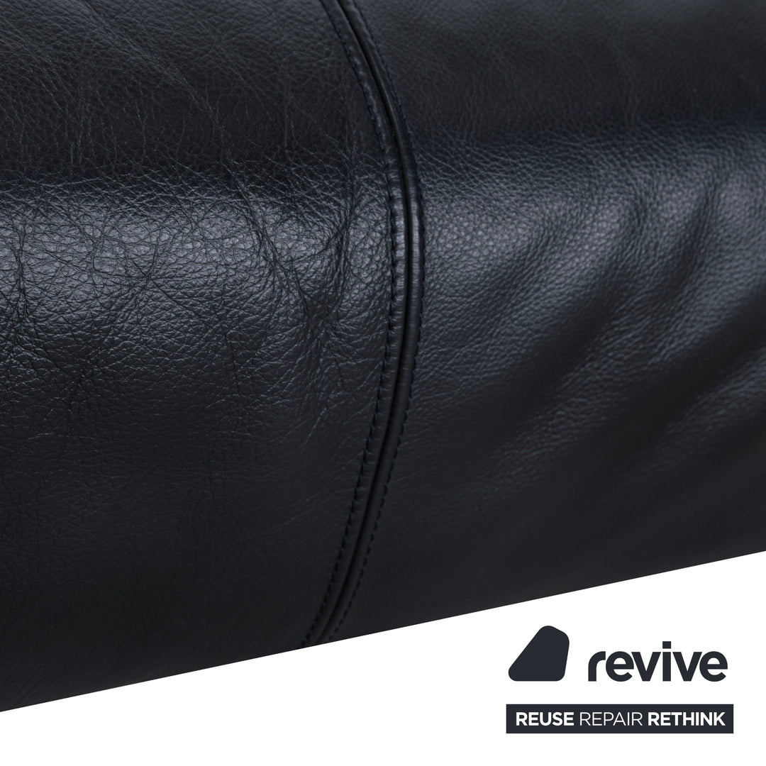 Poltrona Frau Bosforo Designer by Sezgin Aksu und Silvia Suardi #7443 Dreisitzer Couch Echtleder Blau Schwarz