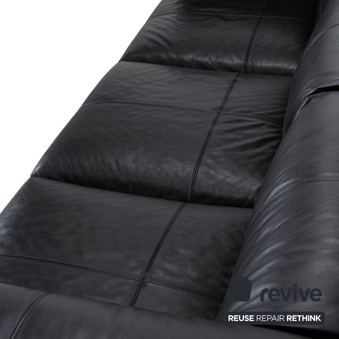 Poltrona Frau Bosforo Designer by Sezgin Aksu und Silvia Suardi #7443 Dreisitzer Couch Echtleder Blau Schwarz