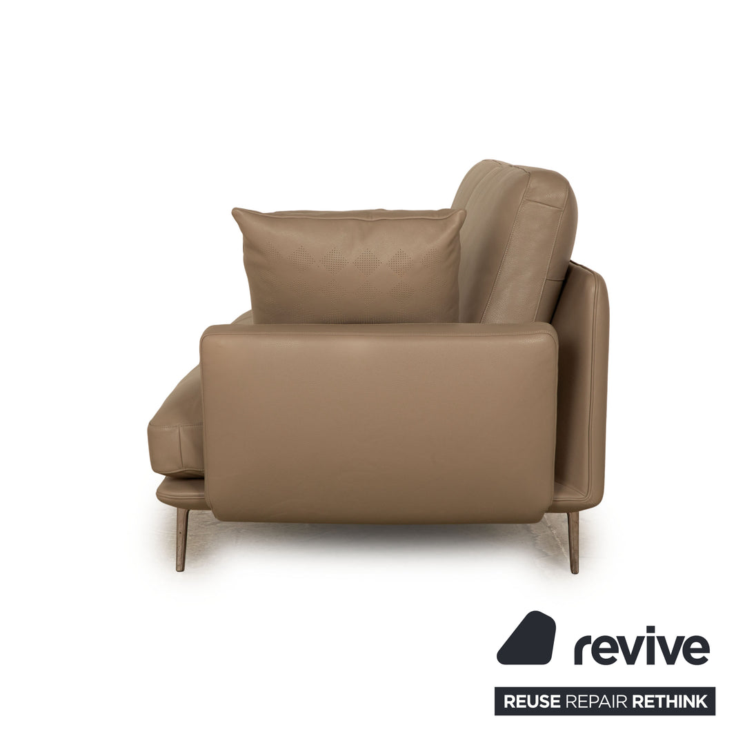 Poltrona Frau Get Back Leather Two Seater Gray Taupe Sofa Couch