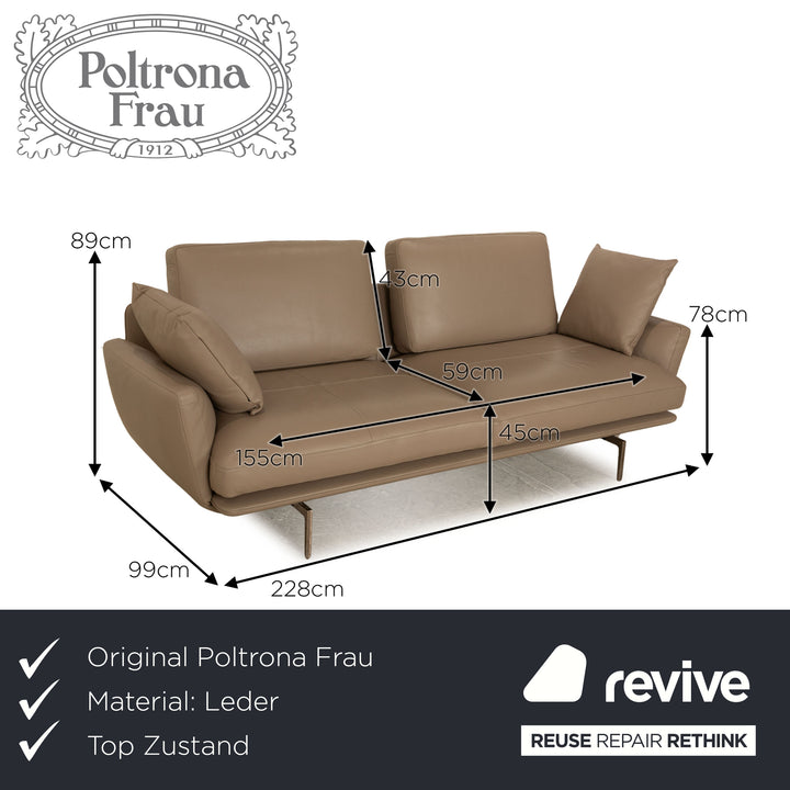 Poltrona Frau Get Back Leather Two Seater Gray Taupe Sofa Couch