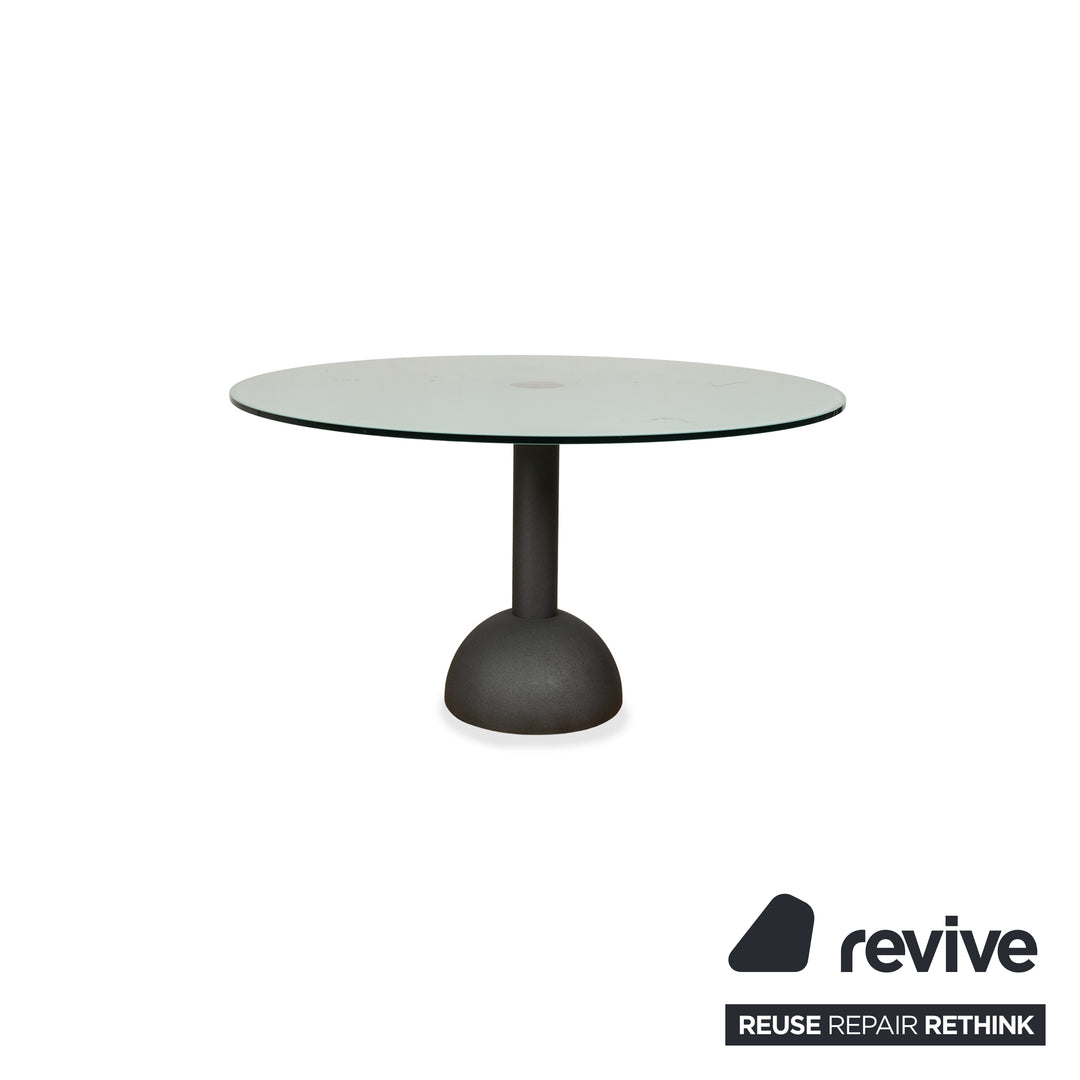 Table à manger en verre Poltrona Frau gris 130 x 130 x73 cm