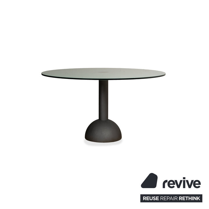 Table à manger en verre Poltrona Frau gris 130 x 130 x73 cm