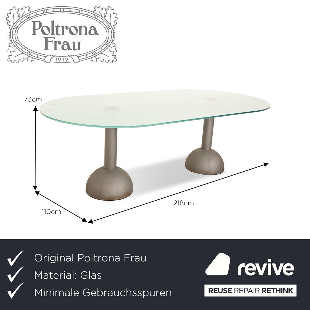Poltrona Frau Glass Dining Table Silver 218 x 110 x 73 cm