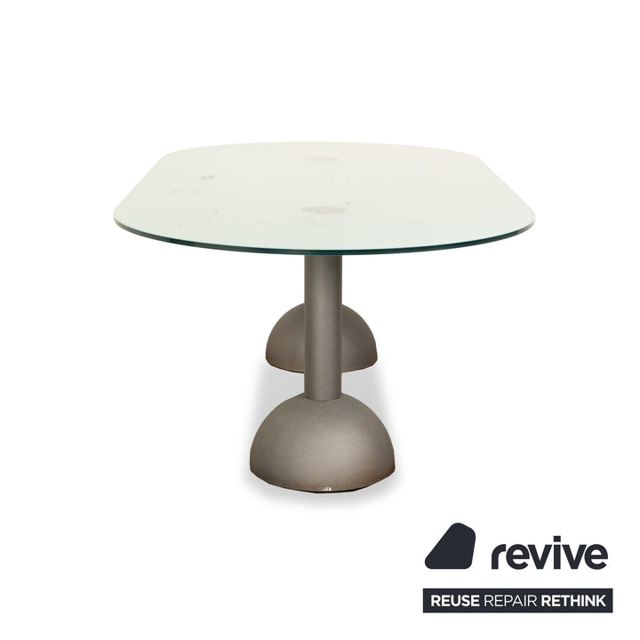 Poltrona Frau Glass Dining Table Silver 218 x 110 x 73 cm