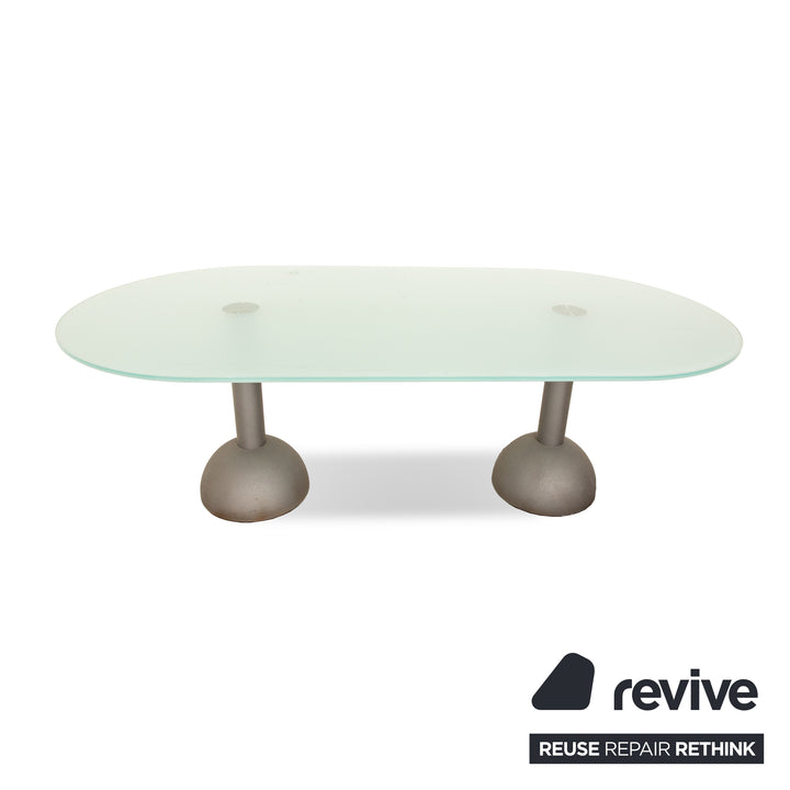 Poltrona Frau Glass Dining Table Silver 218 x 110 x 73 cm