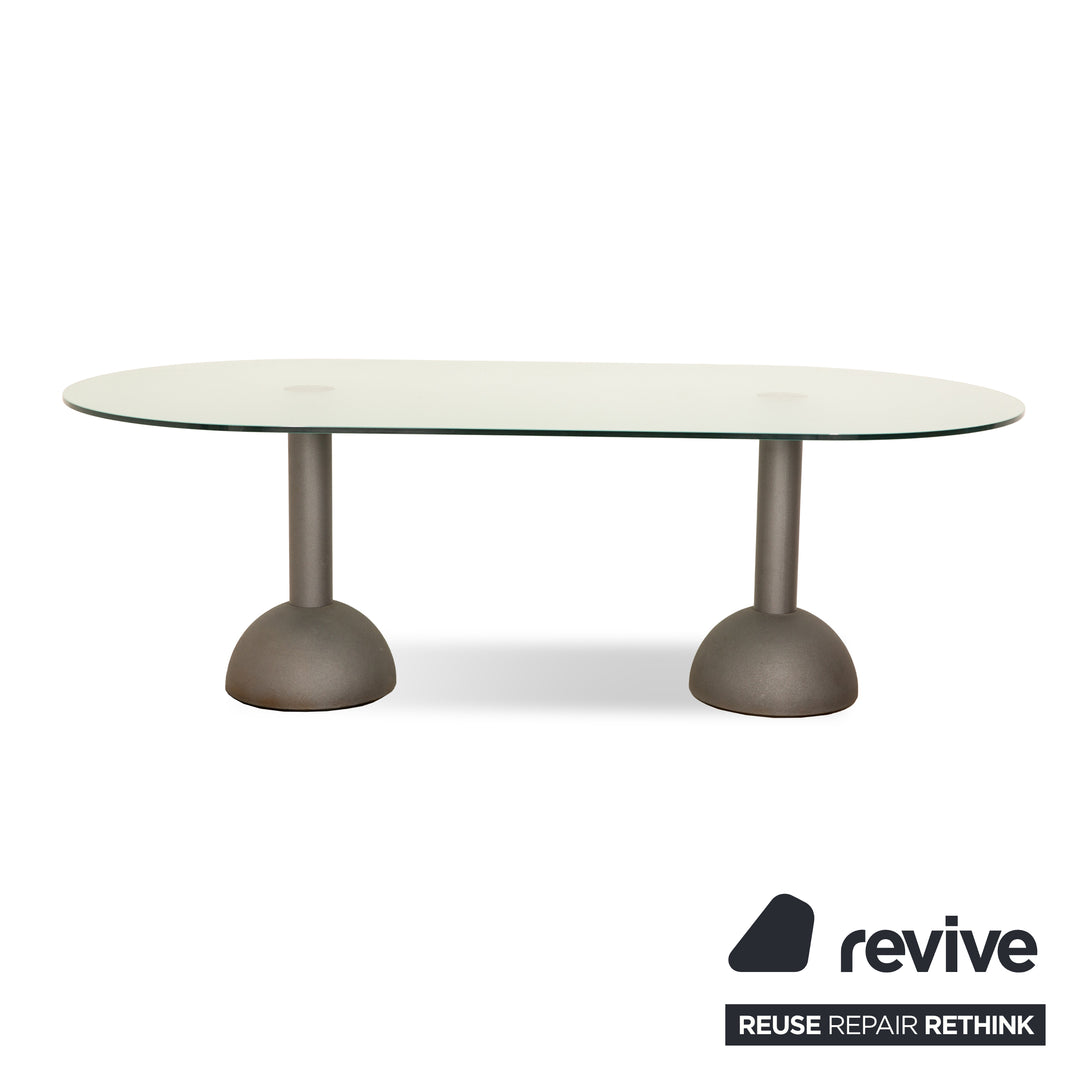 Poltrona Frau Glass Dining Table Silver 218 x 110 x 73 cm