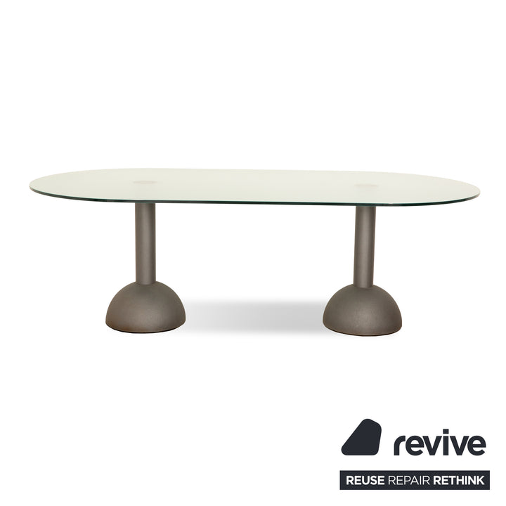 Poltrona Frau Glass Dining Table Silver 218 x 110 x 73 cm
