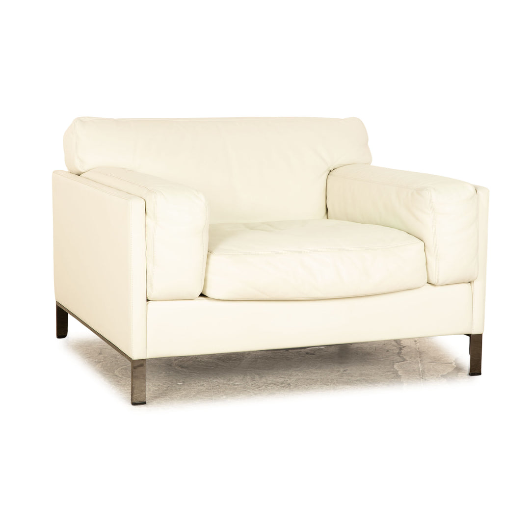 Poltrona Frau Leather Armchair Cream White