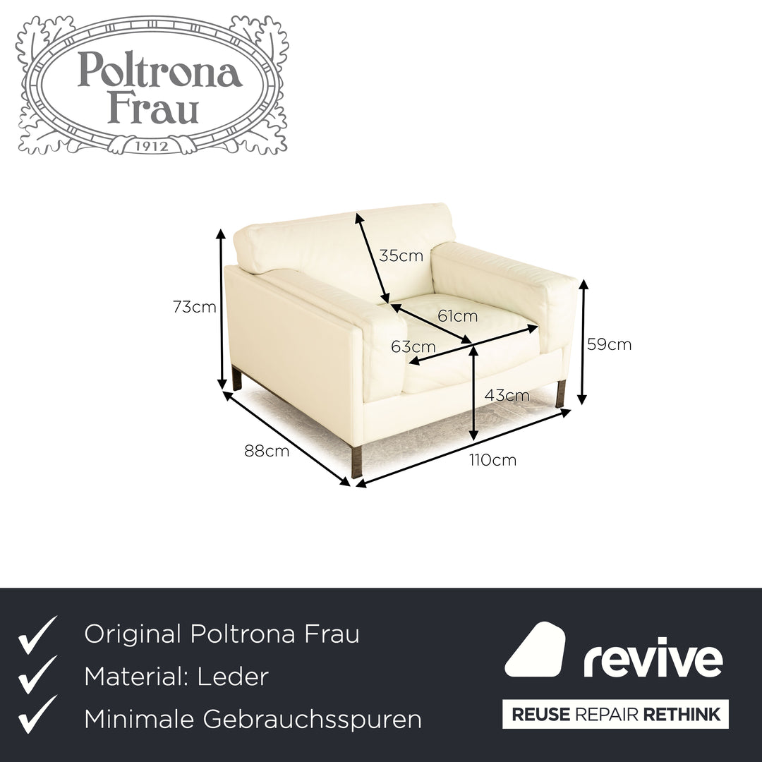 Poltrona Frau Leather Armchair Cream White