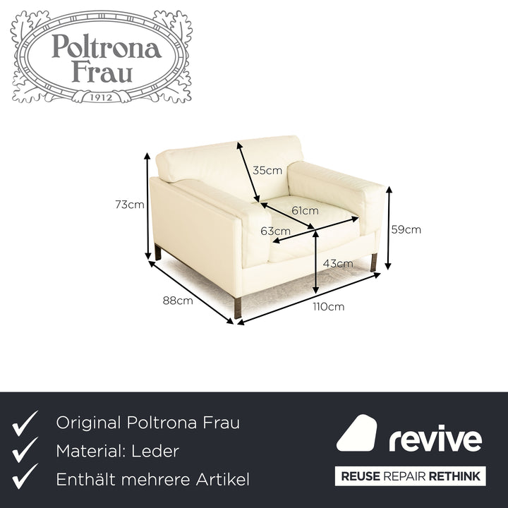 Poltrona Frau Leather Armchair Set Cream White