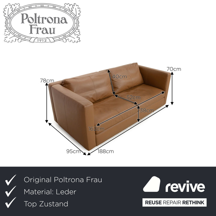 Poltrona Frau Leather Two Seater Brown Sofa Couch
