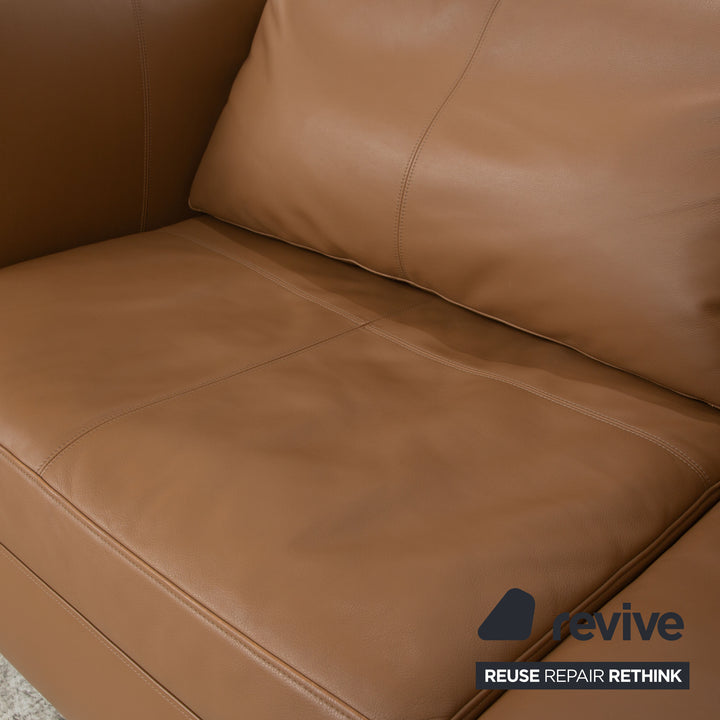 Poltrona Frau Leather Two Seater Brown Sofa Couch