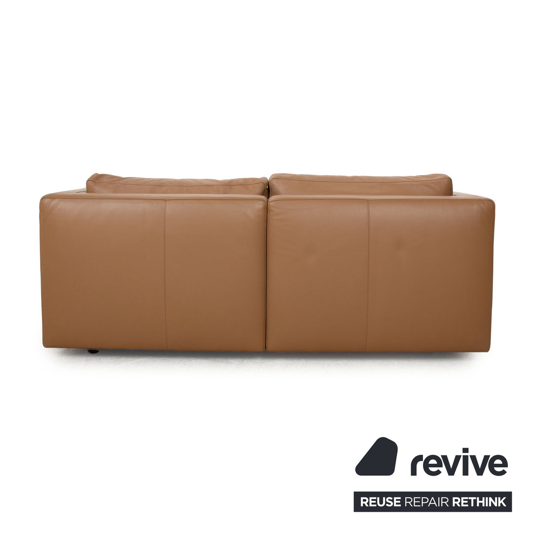 Poltrona Frau Leather Two Seater Brown Sofa Couch