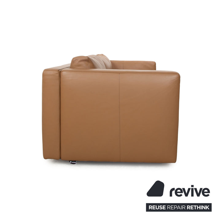 Poltrona Frau Leather Two Seater Brown Sofa Couch