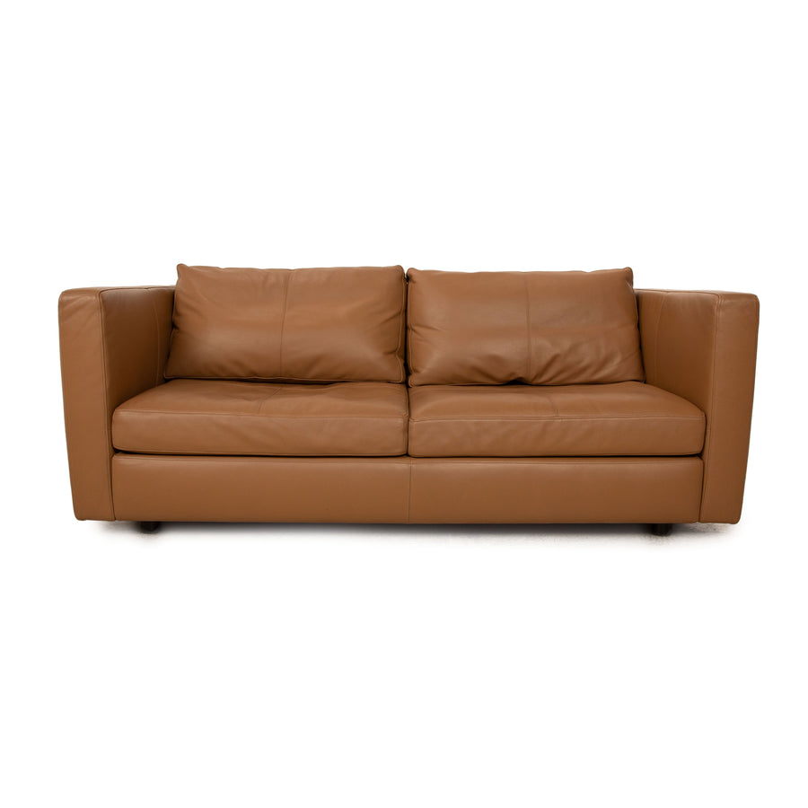 Poltrona Frau Leather Two Seater Brown Sofa Couch