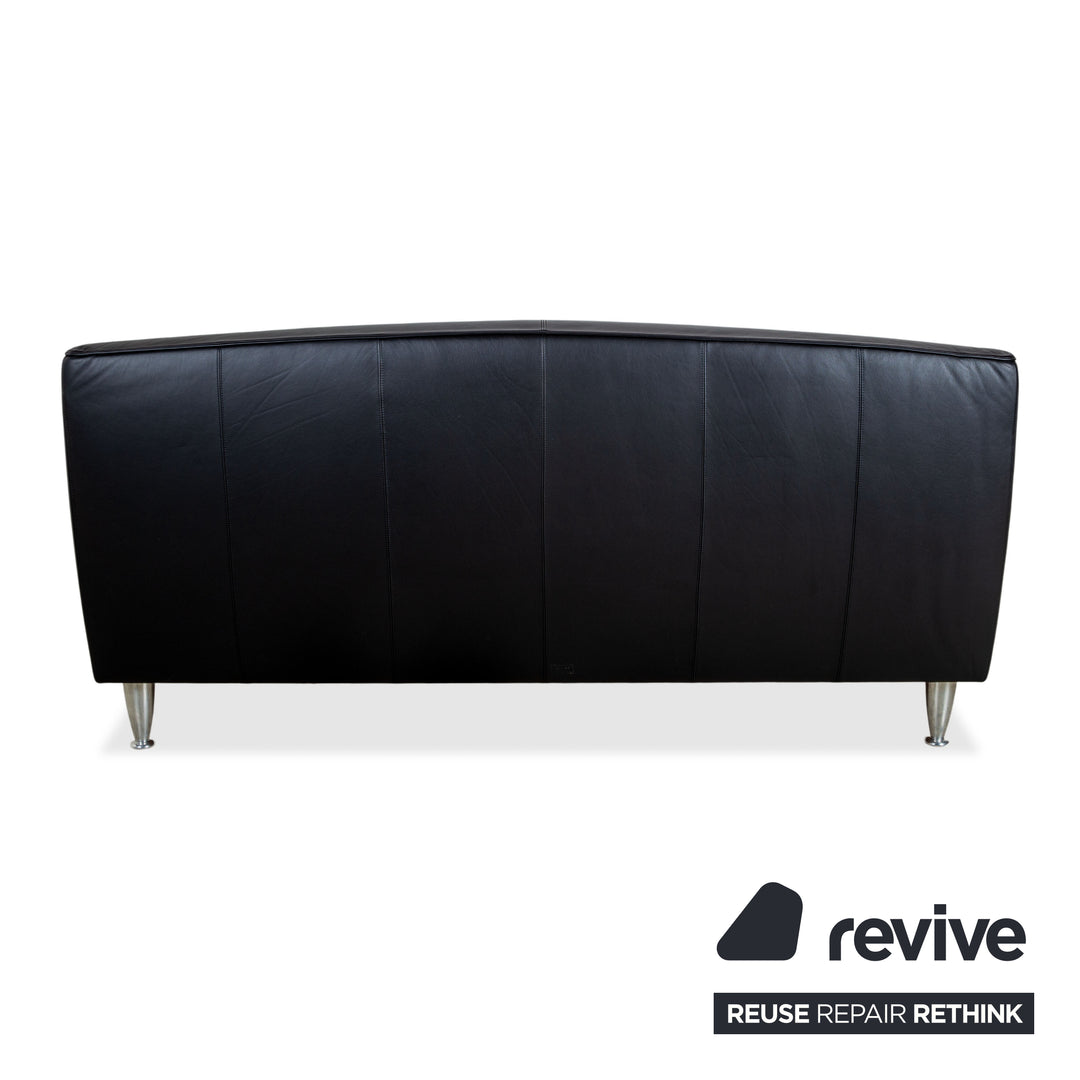 Poltrona Frau Madison Two-Seater Leather Sofa Anthracite Black Couch