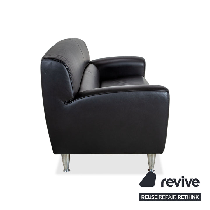 Poltrona Frau Madison Two-Seater Leather Sofa Anthracite Black Couch