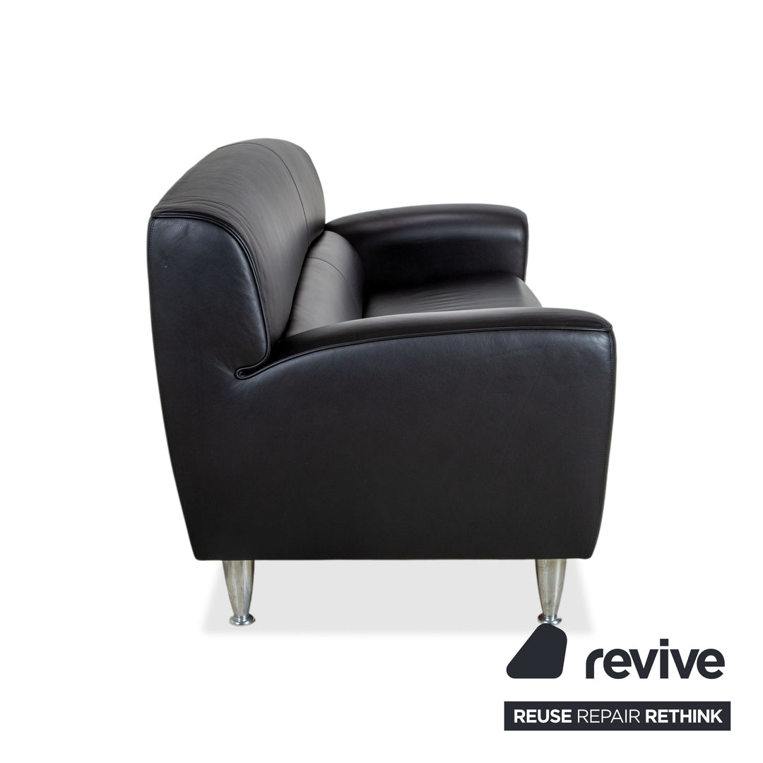 Poltrona Frau Madison Zweisitzer Leder Sofa Anthrazit Schwarz Couch