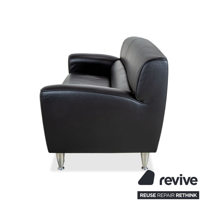 Poltrona Frau Madison Zweisitzer Leder Sofa Anthrazit Schwarz Couch