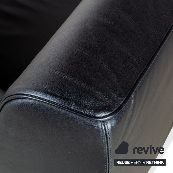 Poltrona Frau Madison Two-Seater Leather Sofa Anthracite Black Couch