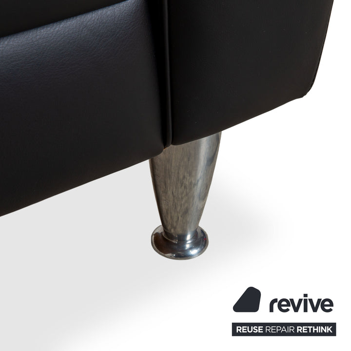 Poltrona Frau Madison Zweisitzer Leder Sofa Anthrazit Schwarz Couch