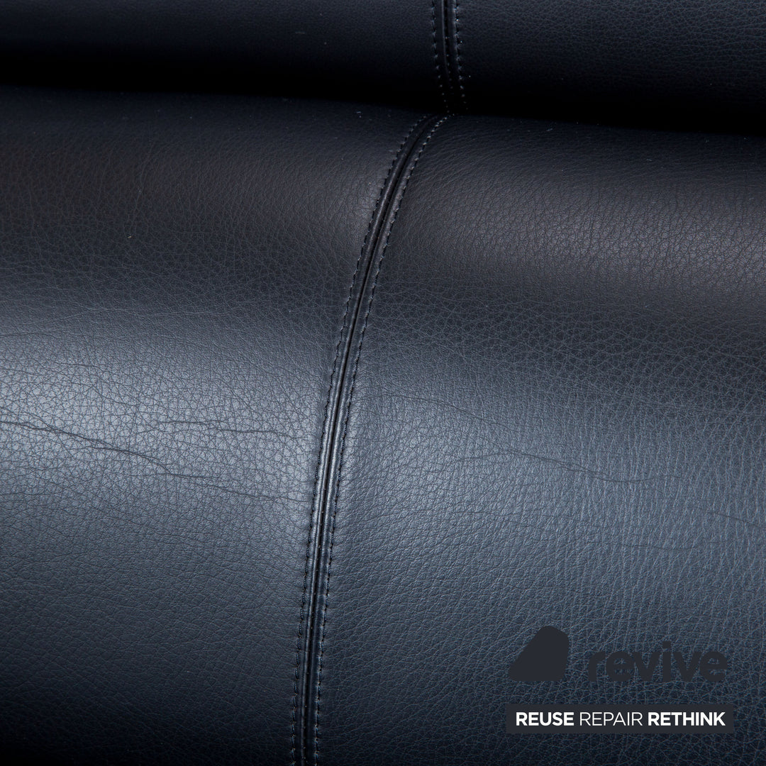 Poltrona Frau Madison Two-Seater Leather Sofa Anthracite Black Couch