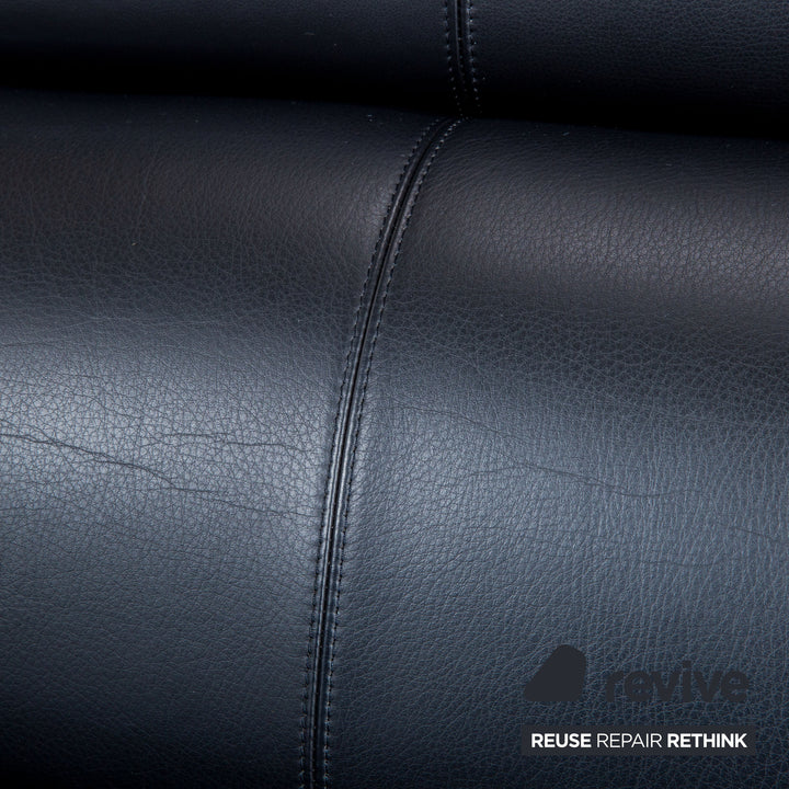 Poltrona Frau Madison Two-Seater Leather Sofa Anthracite Black Couch