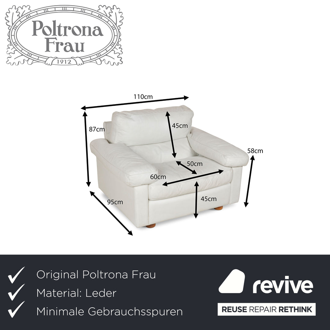 Poltrona Frau Petronio Fauteuil en Cuir Blanc