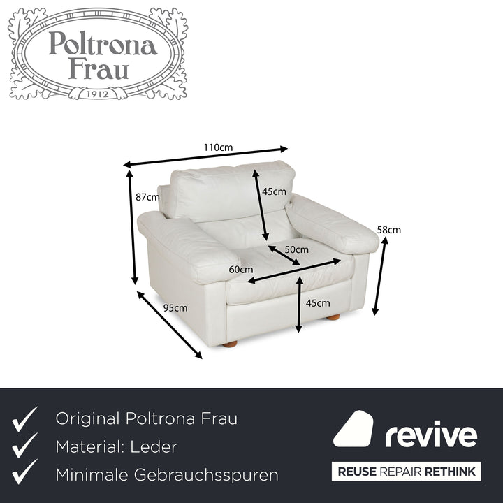Poltrona Frau Petronio Fauteuil en Cuir Blanc