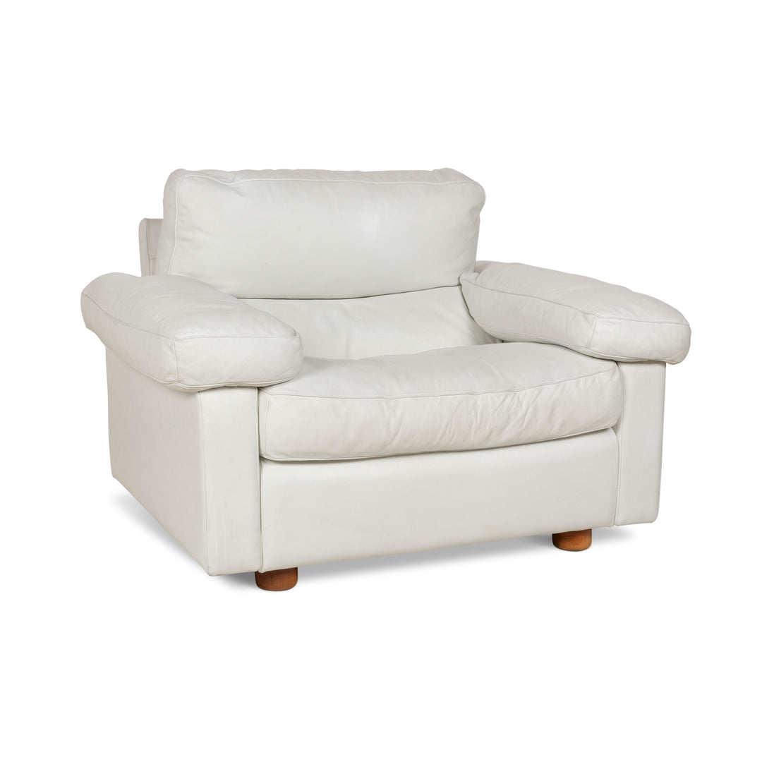 Poltrona Frau Petronio Fauteuil en Cuir Blanc