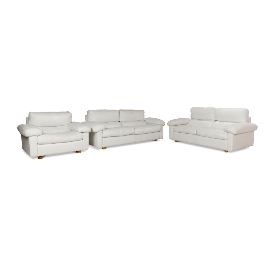 Poltrona Frau Petronio Leather Sofa Set White Sofa Couch Two-Seater Armchair