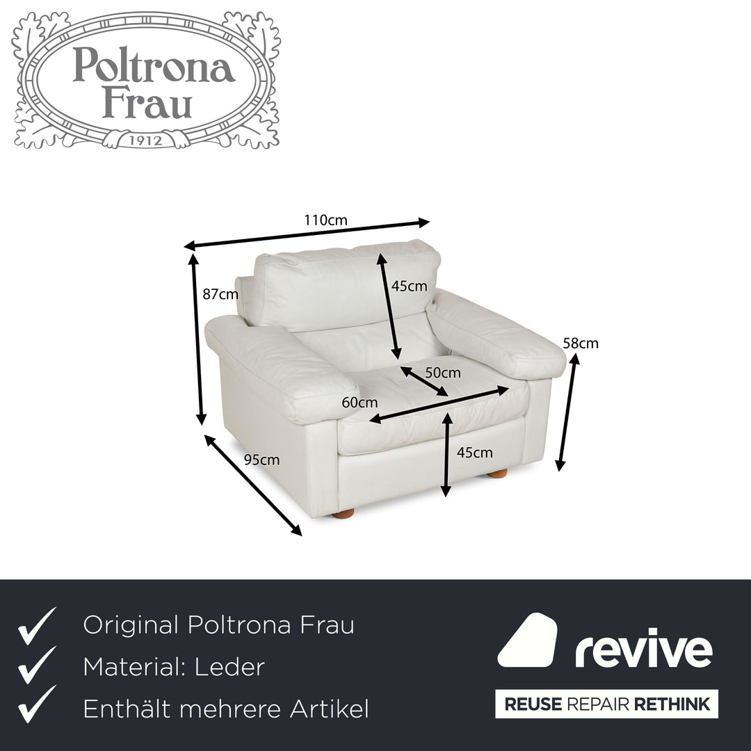 Poltrona Frau Petronio Leather Sofa Set White Sofa Couch Two-Seater Armchair