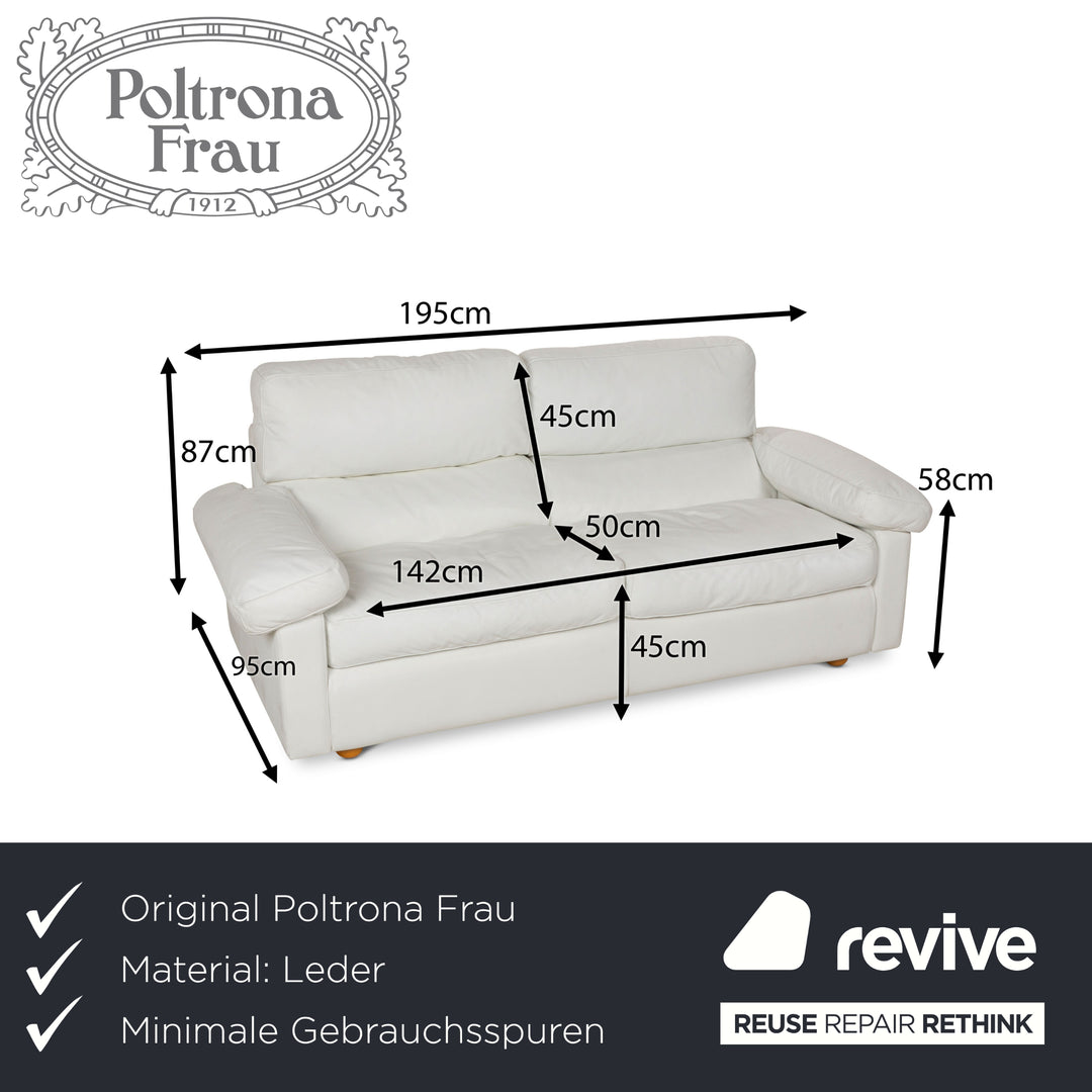 Poltrona Frau Petronio Leather Two-Seater White Sofa Couch