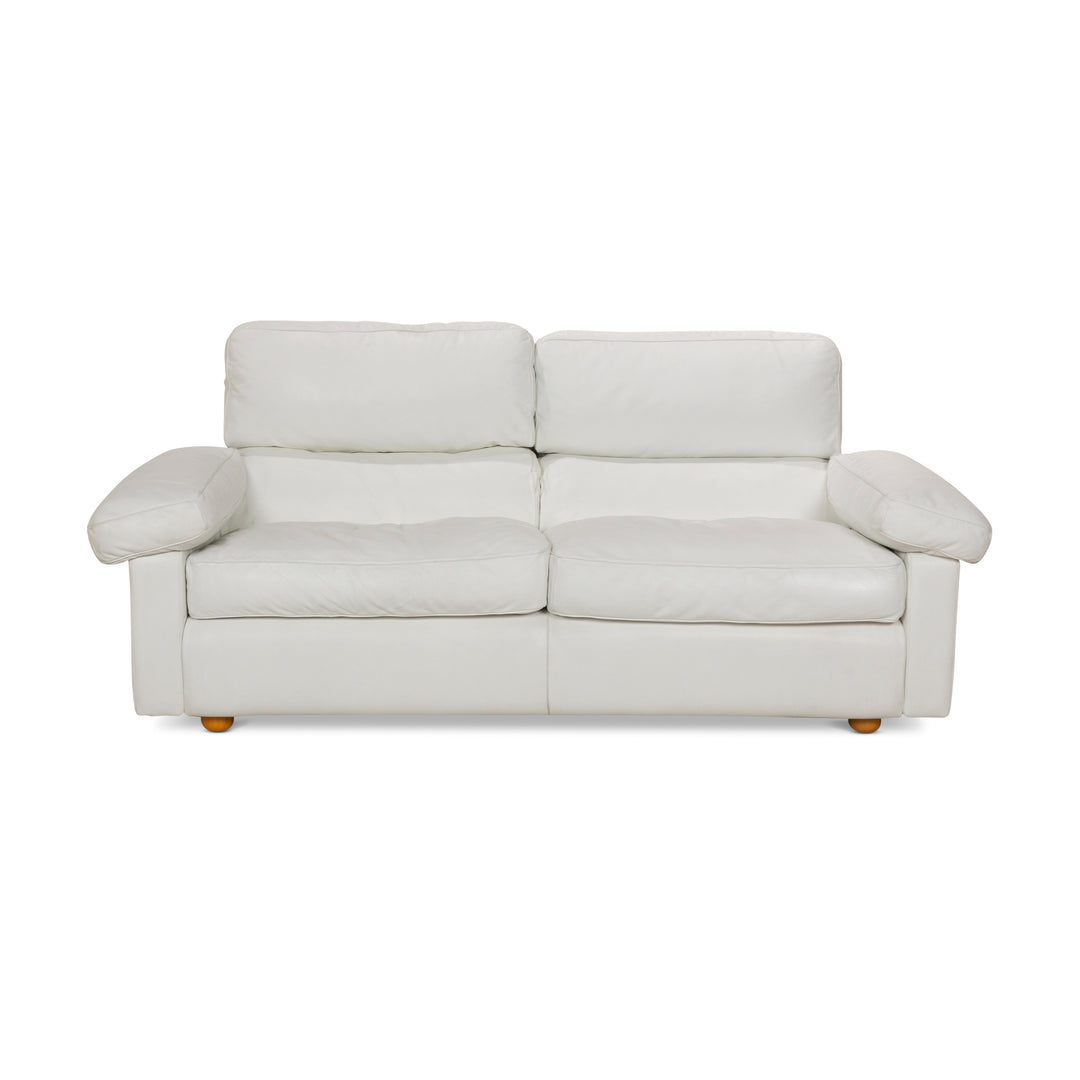 Poltrona Frau Petronio Leder Zweisitzer Weiß Sofa Couch