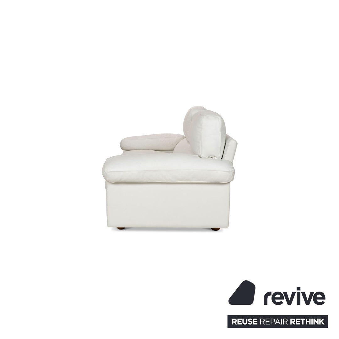 Poltrona Frau Petronio Leather Two-Seater White Sofa Couch