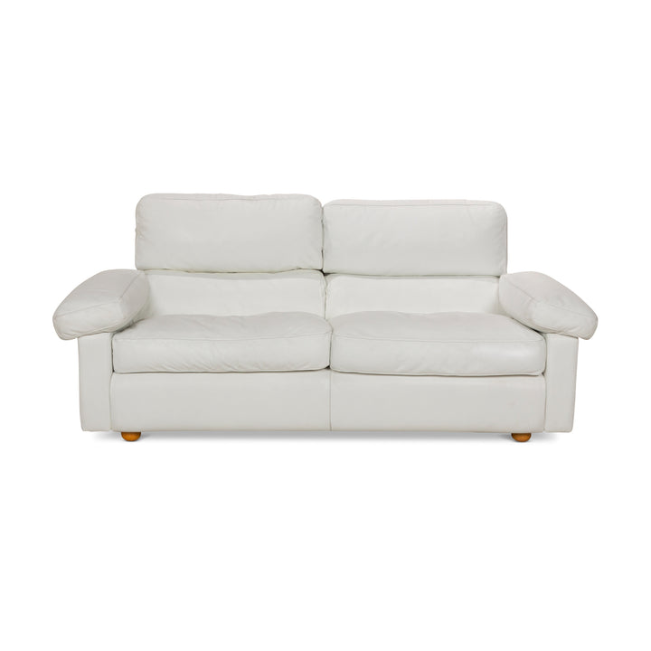 Poltrona Frau Petronio Leather Two-Seater White Sofa Couch