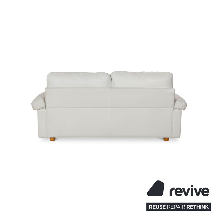 Poltrona Frau Petronio Leather Two-Seater White Sofa Couch