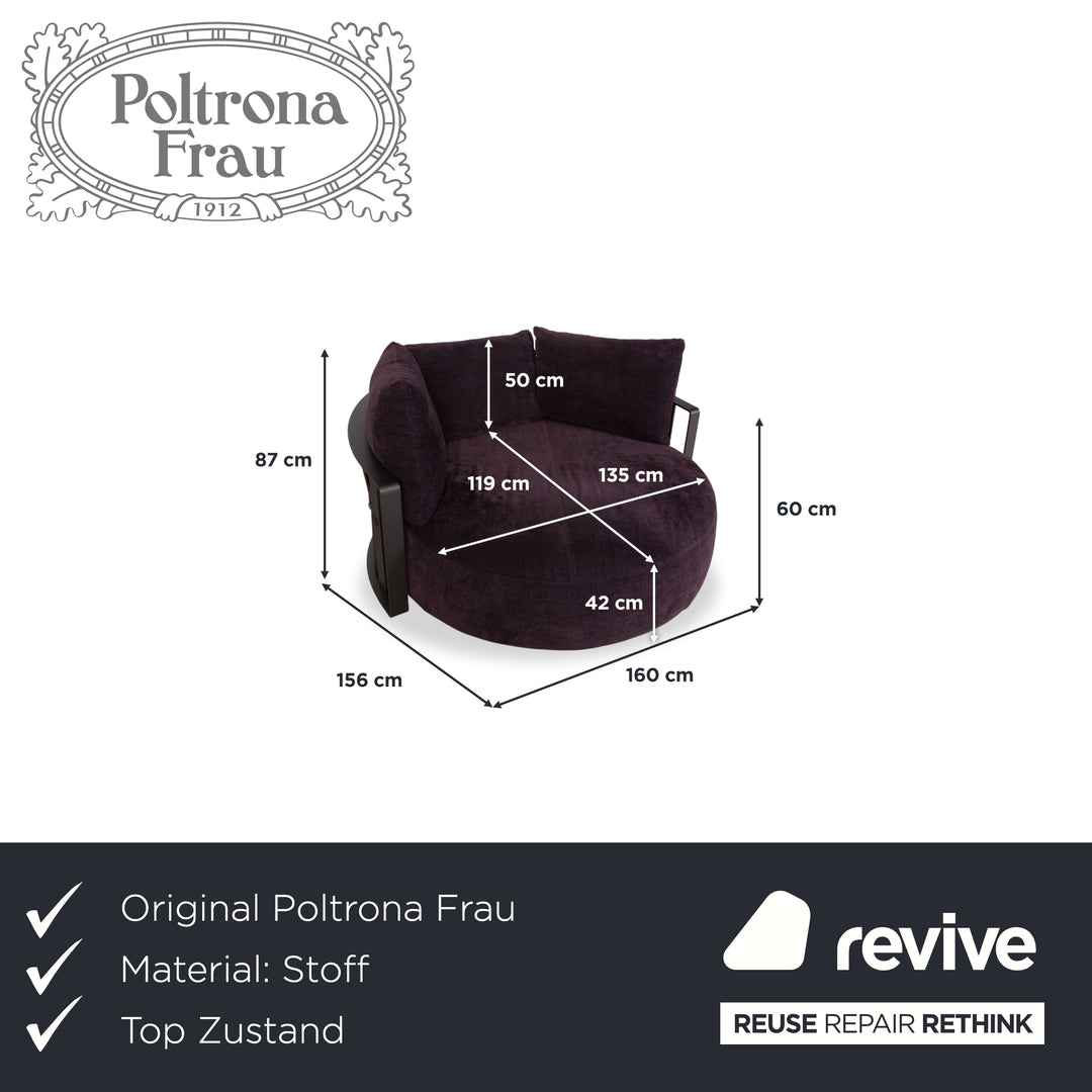 Poltrona Frau Scarlett Stoff Samt Zweisitzer Lila Aubergine Violett Sofa Couch mit Rollen