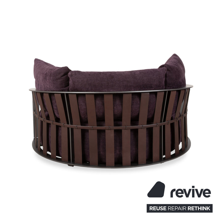 Poltrona Frau Scarlett Stoff Samt Zweisitzer Lila Aubergine Violett Sofa Couch mit Rollen
